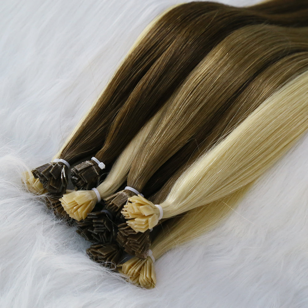 [Orient Fashion] Factory Price Pre Bonded Flat Tip Remy Hair Extension Russian Human Hair Extensions(Contact us for more colors and prices~)