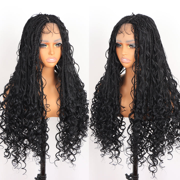 Orientfashion Bohemian Synthetic Full Lace Front Crochet Wigs Knotless Box Braided Wigs with Baby Hair for Black Women