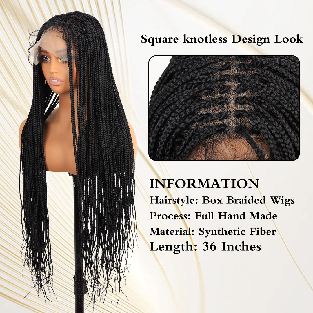 Orientfashion Glueless Full Lace Braided Wigs Handmade Cornrow Synthetic Box Braid Wig African Braided Lace Front Wigs