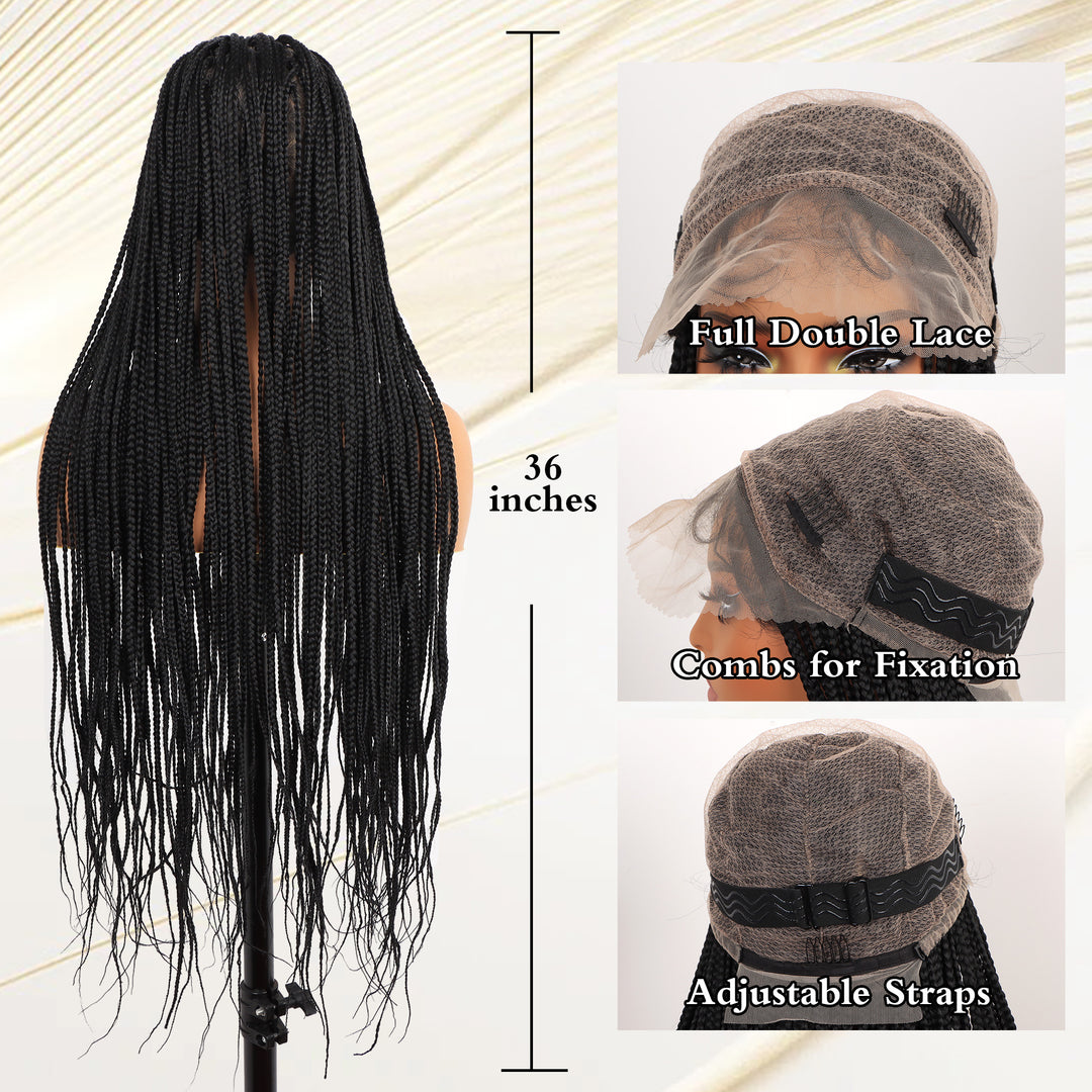 Orientfashion Glueless Full Lace Braided Wigs Handmade Cornrow Synthetic Box Braid Wig African Braided Lace Front Wigs