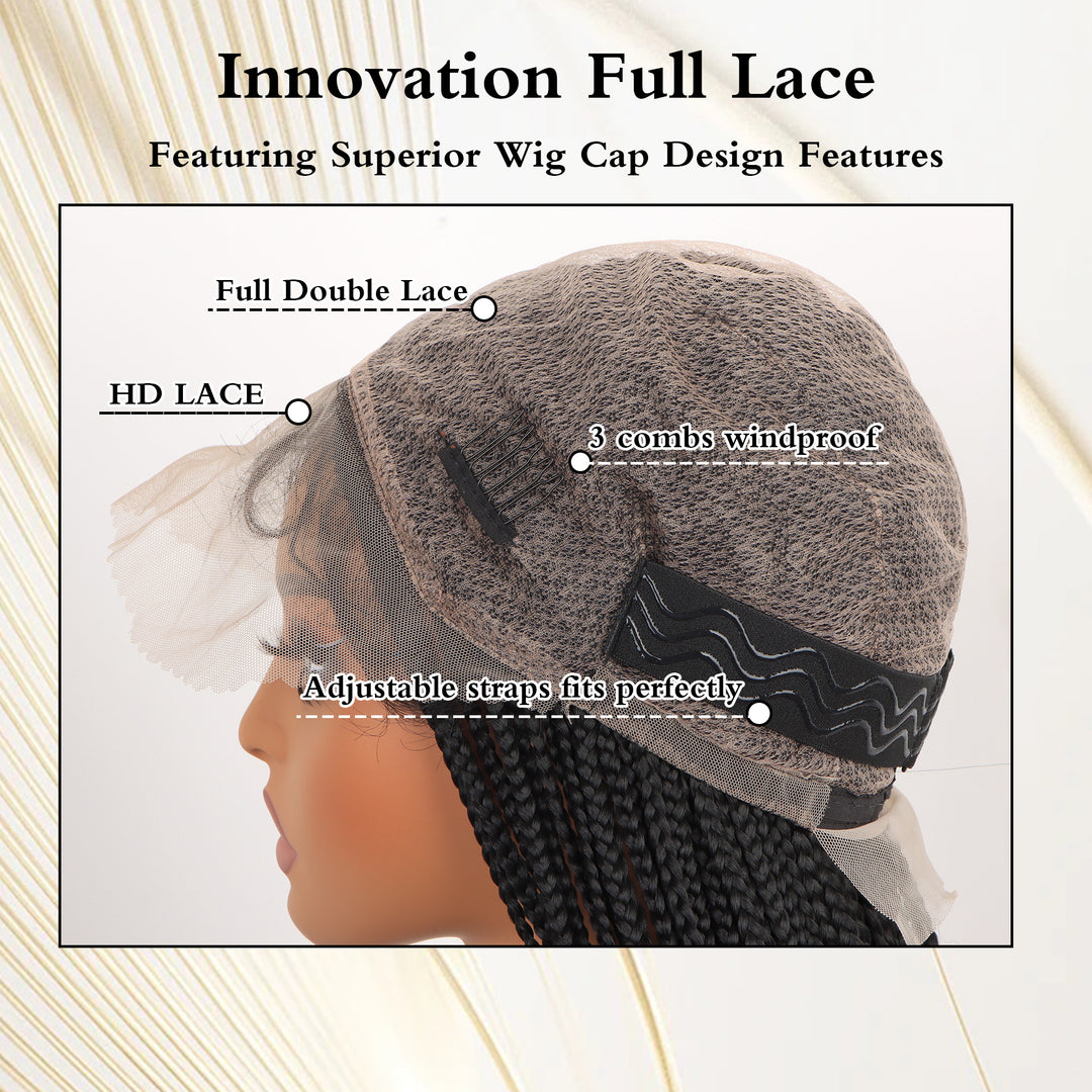 Orientfashion Glueless Full Lace Braided Wigs Handmade Cornrow Synthetic Box Braid Wig African Braided Lace Front Wigs