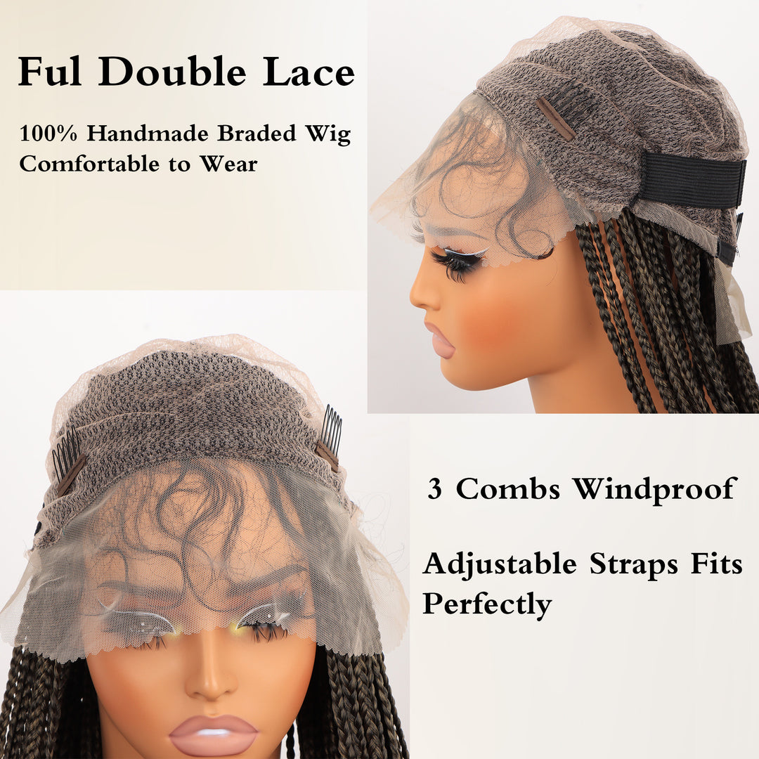 Orientfashion Glueless Full Lace Braided Wigs Handmade Cornrow Synthetic Box Braid Wig African Braided Lace Front Wigs