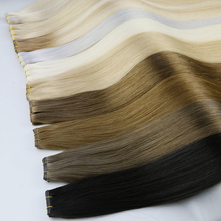 [Orient Fashion] Wholesale Genius Weft Hand Tied Russian Raw 100% Remy Hair Extensions Human Hair(Contact us for more colors and prices~)